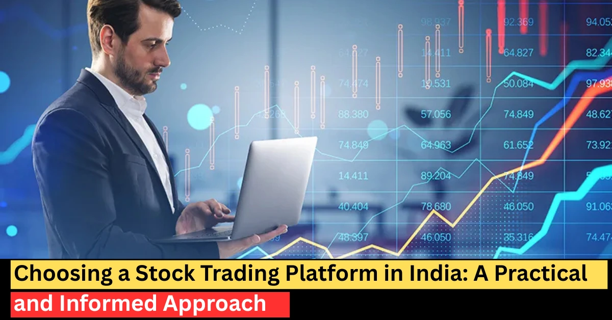 User analyzing stocks on online trading app interface