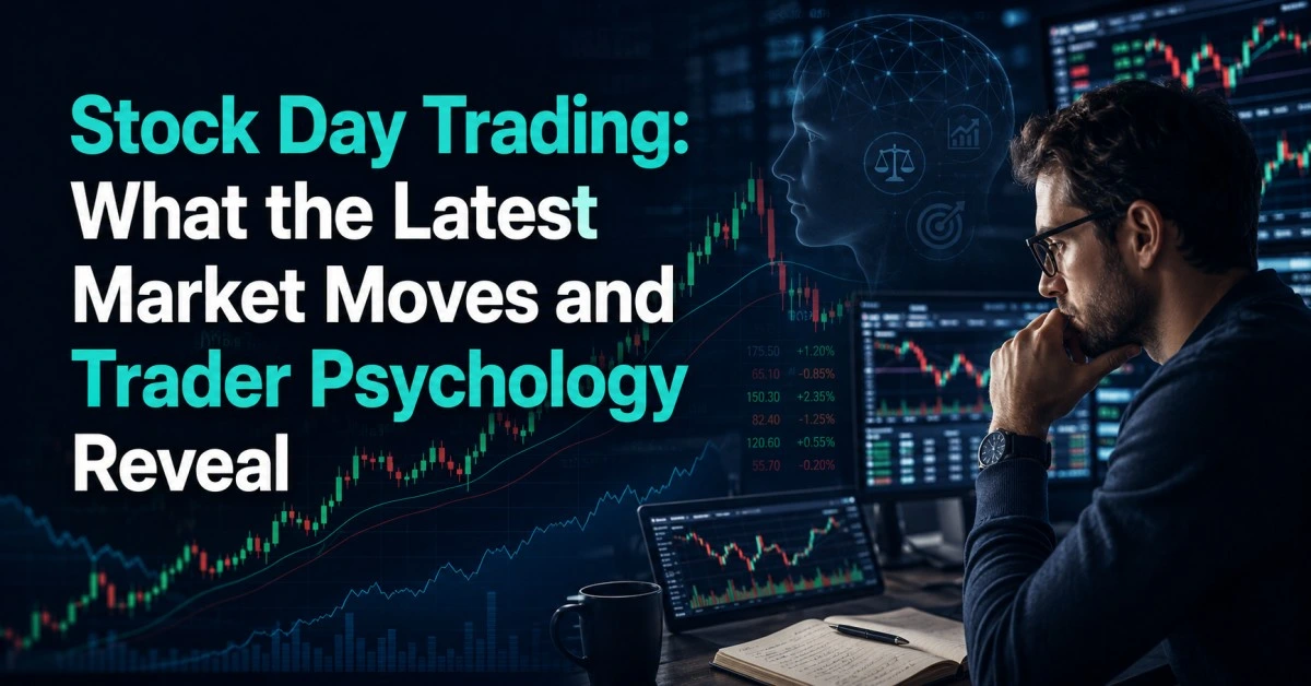 Stock market day trading chart showing Nifty and Sensex update with trader psychology insights