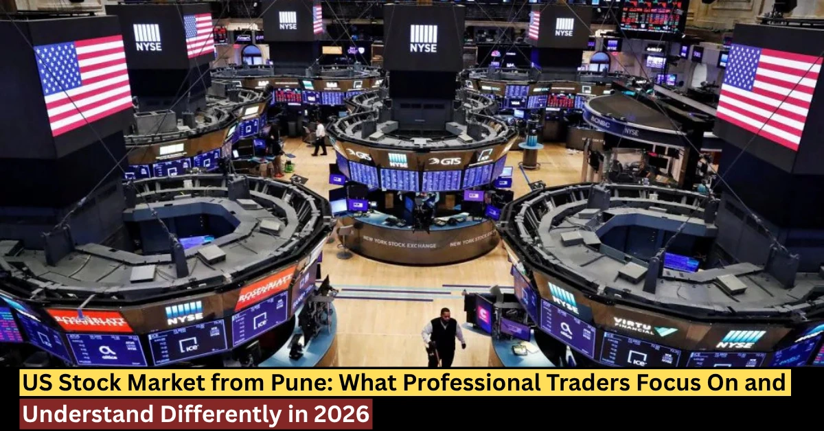 US stock market trading floor view with global market activity and professional trading environment