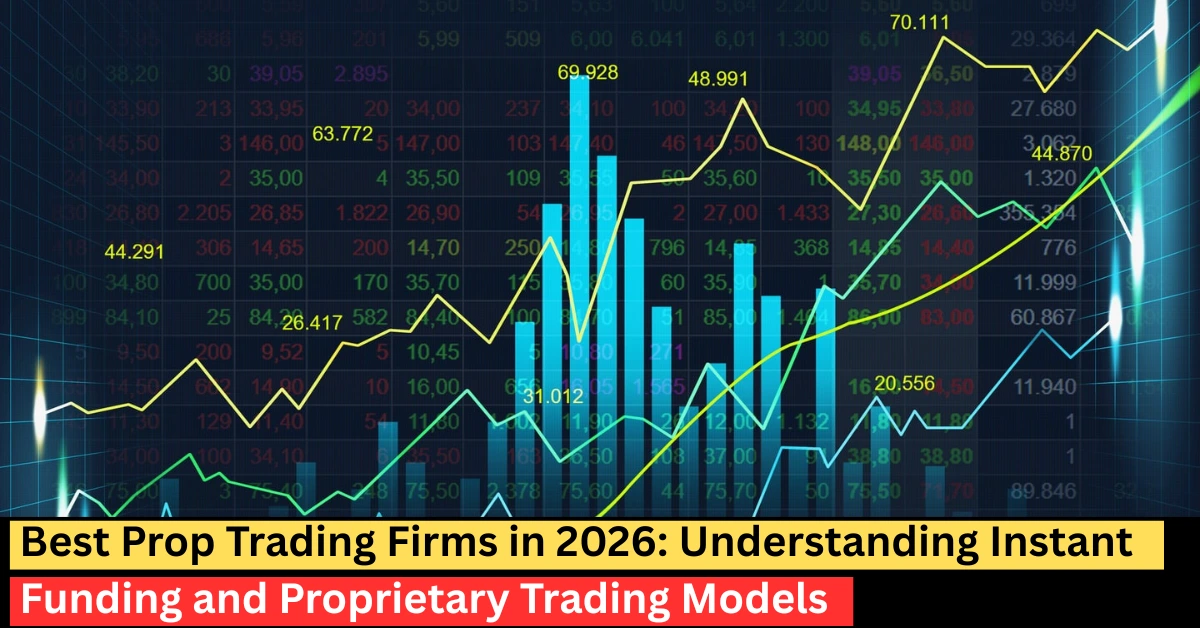 Proprietary trader using funded trading platform with stock market charts on screen