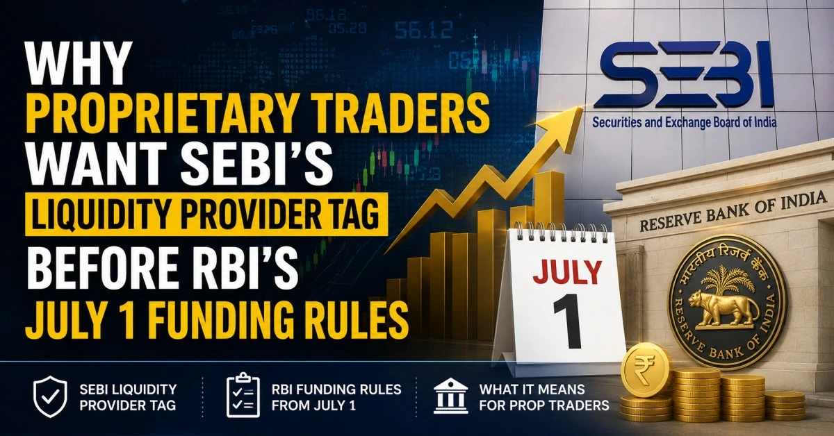 Proprietary traders seek SEBI liquidity provider tag before RBI July 1 funding rules with SEBI and RBI market regulation theme.