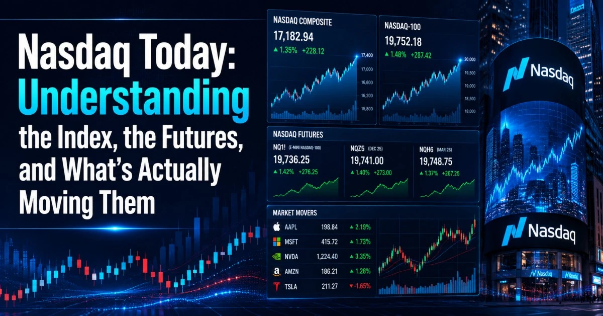 Nasdaq Today index and futures market analysis with Nasdaq-100, tech stocks, oil prices, Fed policy and BearStreet live market tracking